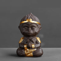 Chinese Purple Clay Kung Fu Tea Set Tea Pet Monkey King for Home Tea Tray Decoration Tea Tray Sun Wukong Statues Sculptures thumbnail 11