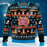 Christmas Chunky-knit Hoodie With Graffiti Tattoo And Vintage Print Unisex Harajuku-style Casual 3D Digital Design thumbnail 5