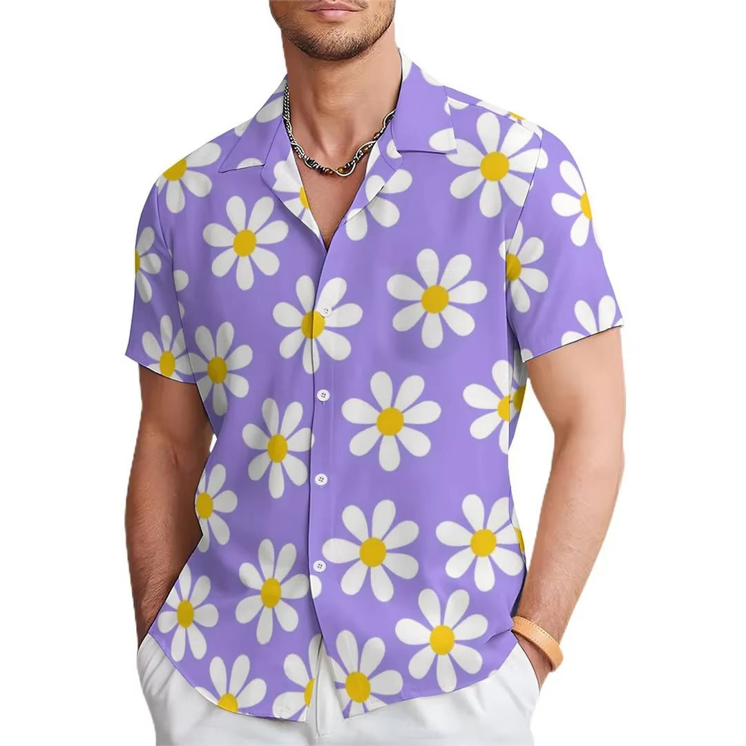 Fashion Men's Casual Floral Print Special-interest Design Shirt