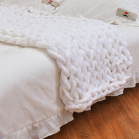 Handmade Coarse Yarn Knitted Chenille Rod Knitted Yarn Sofa Cover Blanket thumbnail 6