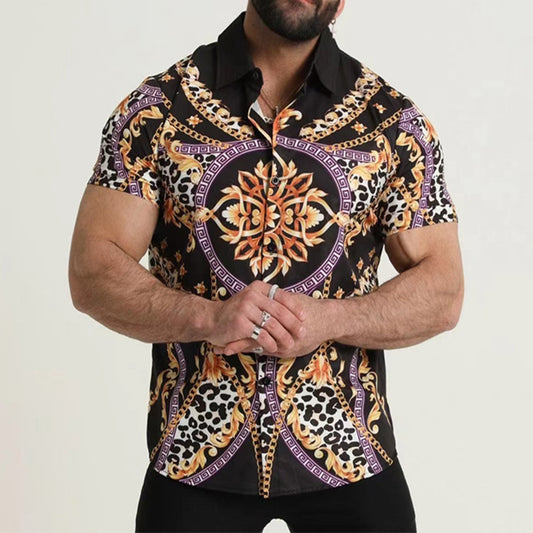 Digital Printed Lapel Shirt For Men