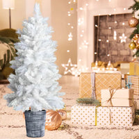 4 FT White Artificial Christmas Tree With Pot Stand, Potted Xmas Pine Tree With 200 Branch Tips For Holiday Party Office Home, White Tree thumbnail 5