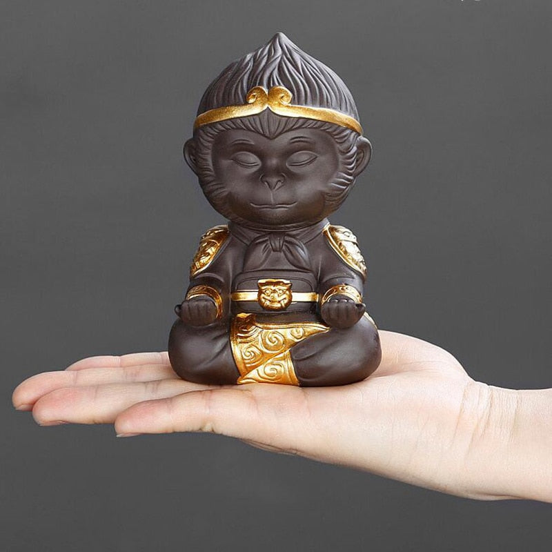 Chinese Purple Clay Kung Fu Tea Set Tea Pet Monkey King for Home Tea Tray Decoration Tea Tray Sun Wukong Statues Sculptures - Image 8