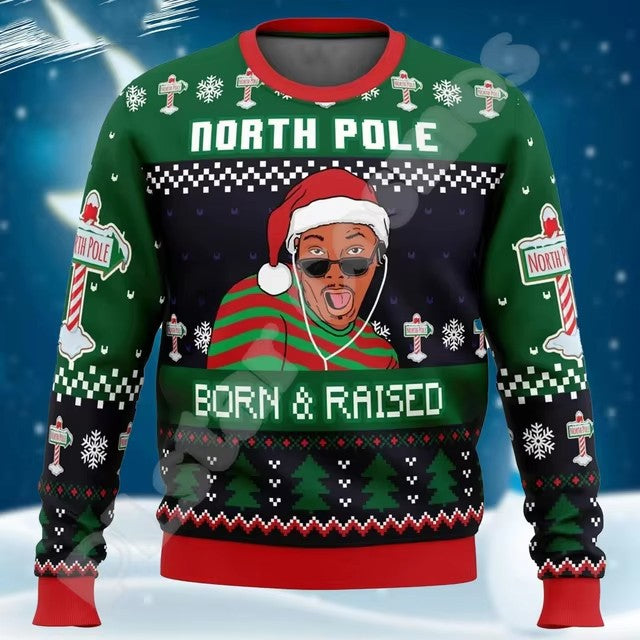 Christmas Chunky-knit Hoodie With Graffiti Tattoo And Vintage Print Unisex Harajuku-style Casual 3D Digital Design - Image 7