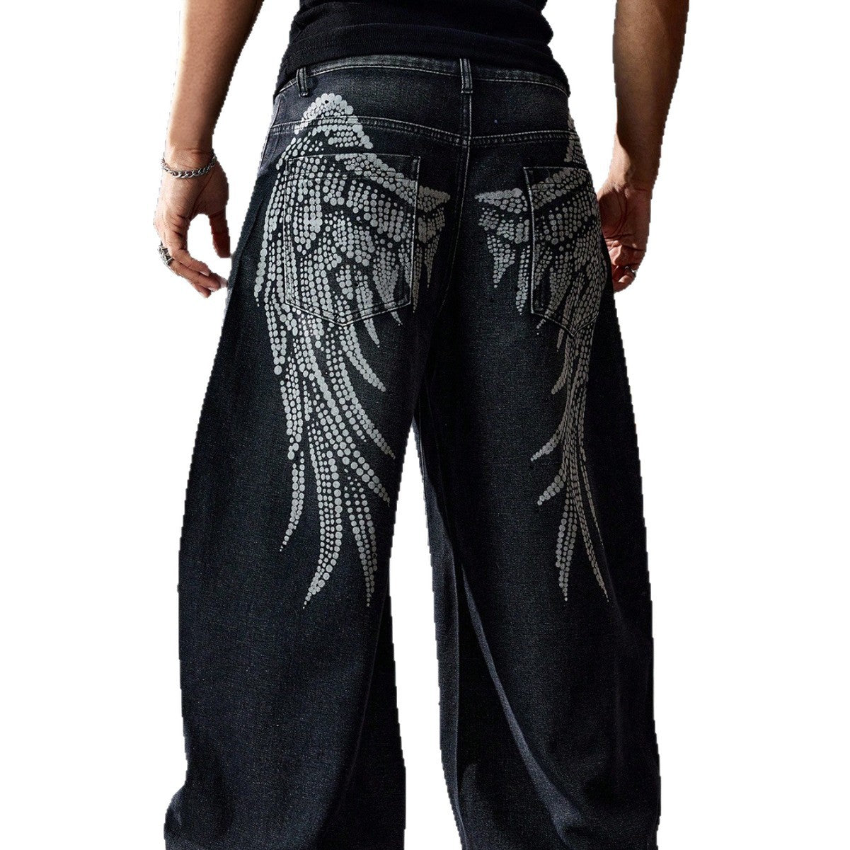 American-style Street-washed, Distressed, Slightly Flared Denim Jeans - Image 2