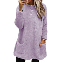 Women's Fleece Pullover Long Sweater With Pockets Winter Warm Thinken Sweatershirt Casual Long Sleeve Plush Tops Hoodie Coat Streetwear Fall Loose Outfits Hoodie Tops thumbnail 13