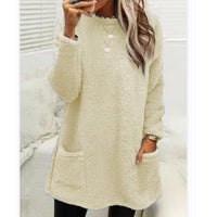 Women's Fleece Pullover Long Sweater With Pockets Winter Warm Thinken Sweatershirt Casual Long Sleeve Plush Tops Hoodie Coat Streetwear Fall Loose Outfits Hoodie Tops thumbnail 2
