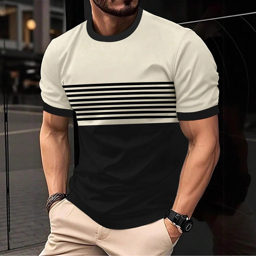 Fashionable And Minimalist Men's Crew-neck Casual Short-sleeve Shirt - Image 4