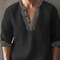 3D Digital Printing Bamboo Linen Long Sleeve European And American thumbnail 1